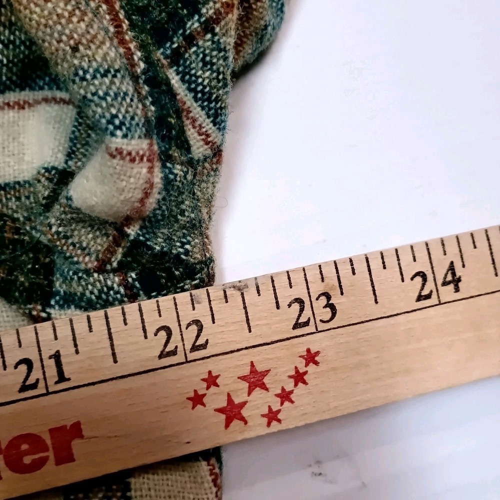Vtg Sears Kings Road Wool Plaid Flannel Jacket Shirt Loop 15 1/2  Green Medium - Picture 5 of 7
